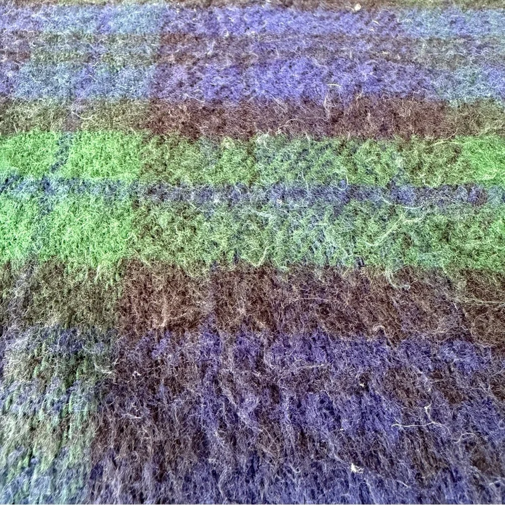 VTG Ralph Lauren Black Watch Plaid Acrylic Stadium Throw Blanket 49x64 USA READ
